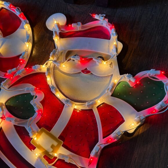 2PC VTG 2000 Impact Plastics Lighted Candy Cane Santa Claus Christmas Decoration - Picture 3 of 16